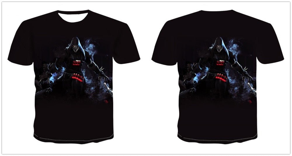 Denim effect men's T-shirt funny skull short sleeve 3D round neck top horror skull demon shirt - Vimost Shop