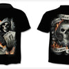 Denim effect men's T-shirt funny skull short sleeve 3D round neck top horror skull demon shirt - Vimost Shop