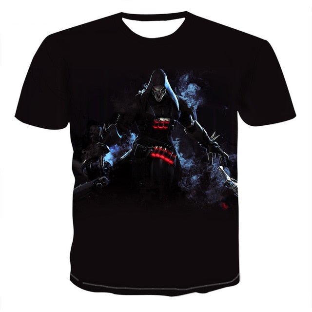 Denim effect men's T-shirt funny skull short sleeve 3D round neck top horror skull demon shirt - Vimost Shop