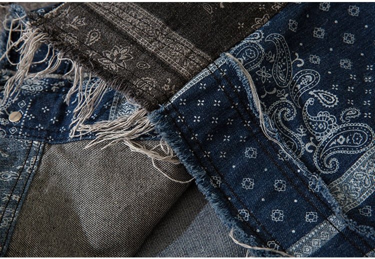 Denim Jacket Men Patch Vintage Totems Turn-down Collar Cowboy Outwear Couple Punk Cool Harajuku Loose Jean Coats Autumn - Vimost Shop