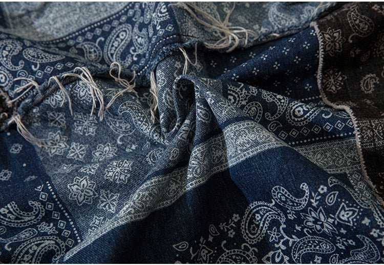 Denim Jacket Men Patch Vintage Totems Turn-down Collar Cowboy Outwear Couple Punk Cool Harajuku Loose Jean Coats Autumn - Vimost Shop