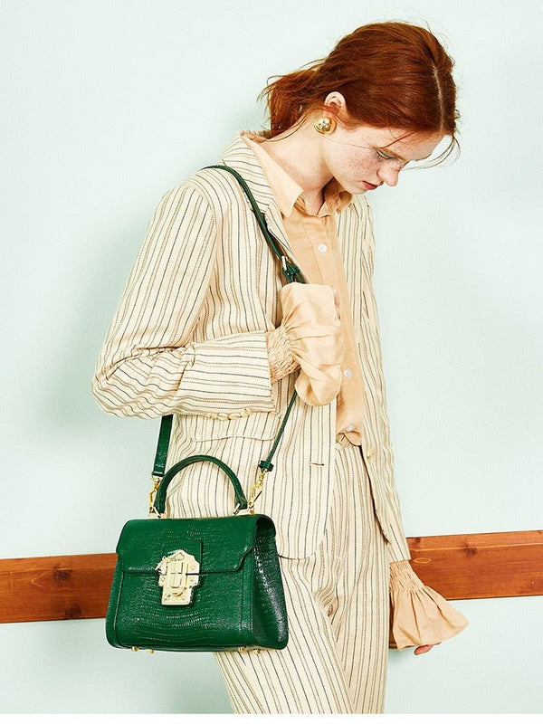 Designer Serpentine Lock Handbag Split Leather Bag 2020 Fashion Women Bags Shoulder Luxury brands Bag bolsa - Vimost Shop