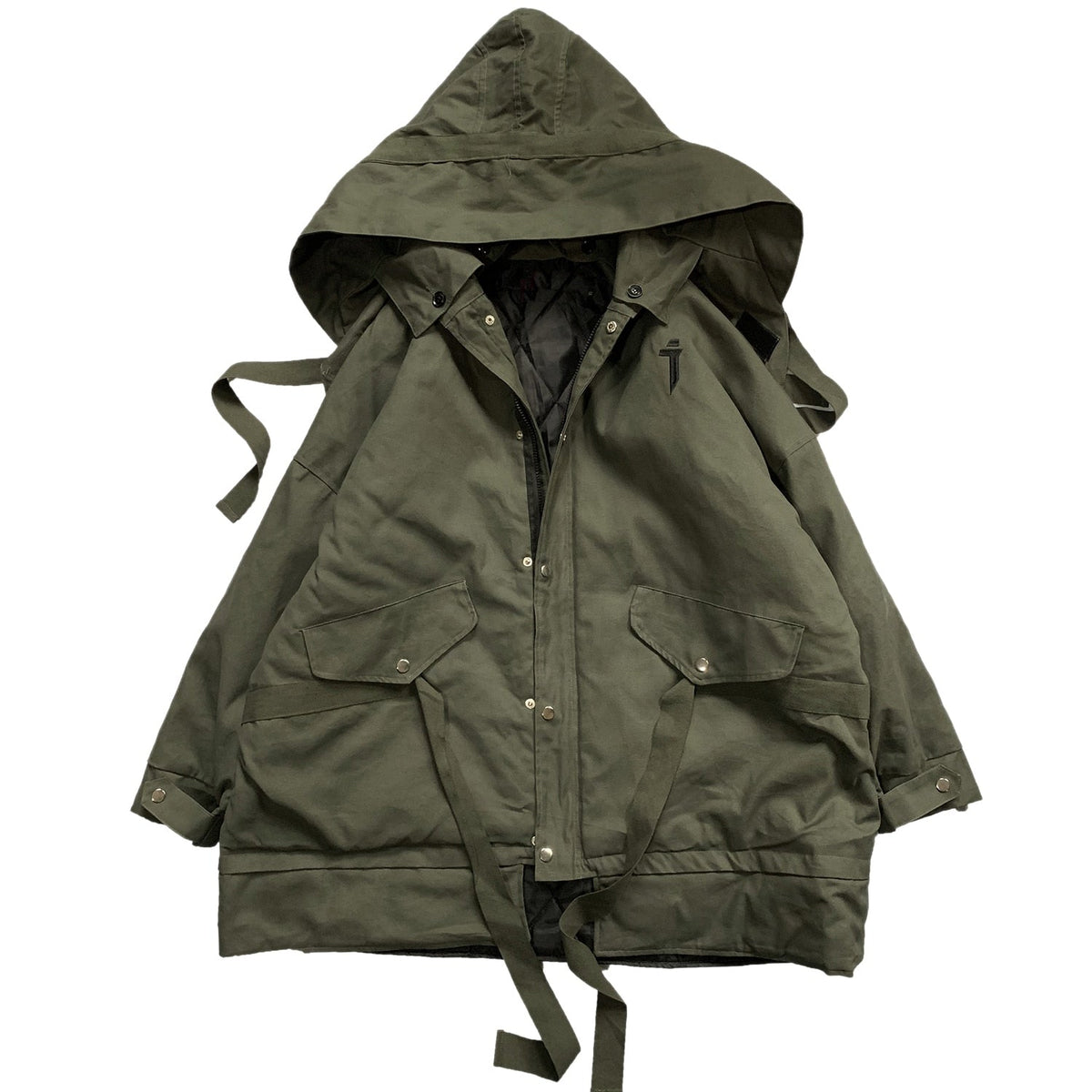 Detachable Letter Printed Mens Hooded Parkas Hip Hop Thick Padded Jackets Harajuku Ribbons Windbreaker Streetwear - Vimost Shop