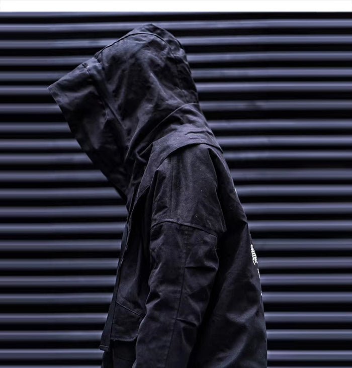 Detachable Letter Printed Mens Hooded Parkas Hip Hop Thick Padded Jackets Harajuku Ribbons Windbreaker Streetwear - Vimost Shop
