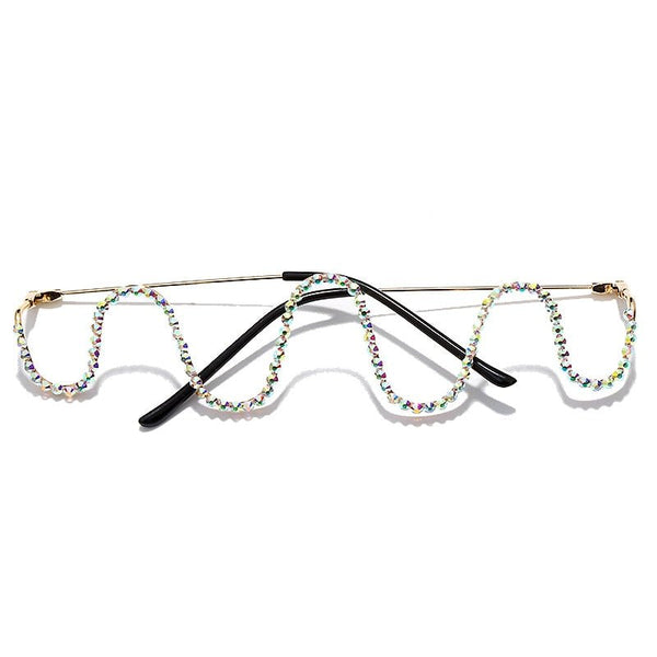 Diamond Steampunk Sunglasses Frames Rhinestone Eyeglasses Frames For Women Wave Sunglasses Frames For Men Eyewear Decoration - Vimost Shop
