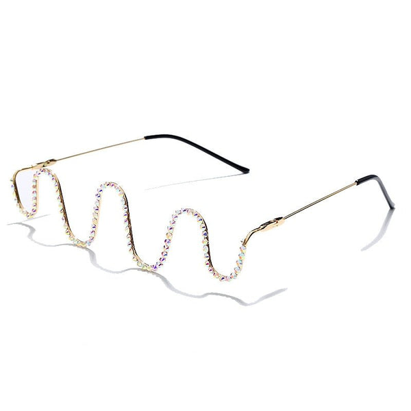 Diamond Steampunk Sunglasses Frames Rhinestone Eyeglasses Frames For Women Wave Sunglasses Frames For Men Eyewear Decoration - Vimost Shop