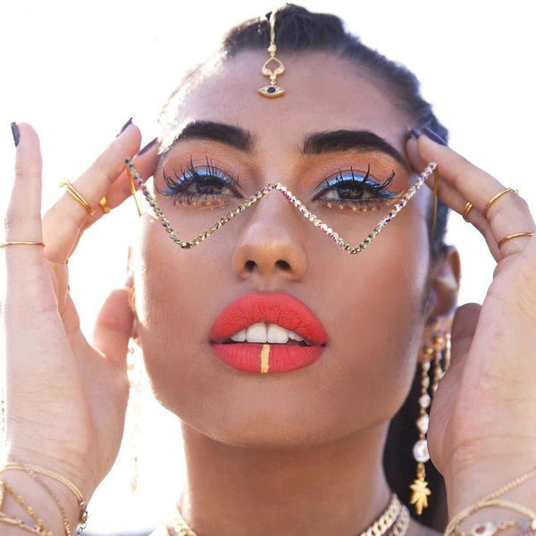 Diamond Steampunk Sunglasses Frames Triangle Eyeglasses Frames For Women Vintage Sunglasses Frames For Men Eyewear Decoration - Vimost Shop