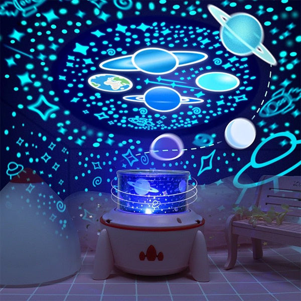 Dimmable Planet Magic Projector Light Bedroom Decor Star Universe Night Light LED Colorful Rocket Rotary Flashing Projector Gift - Vimost Shop