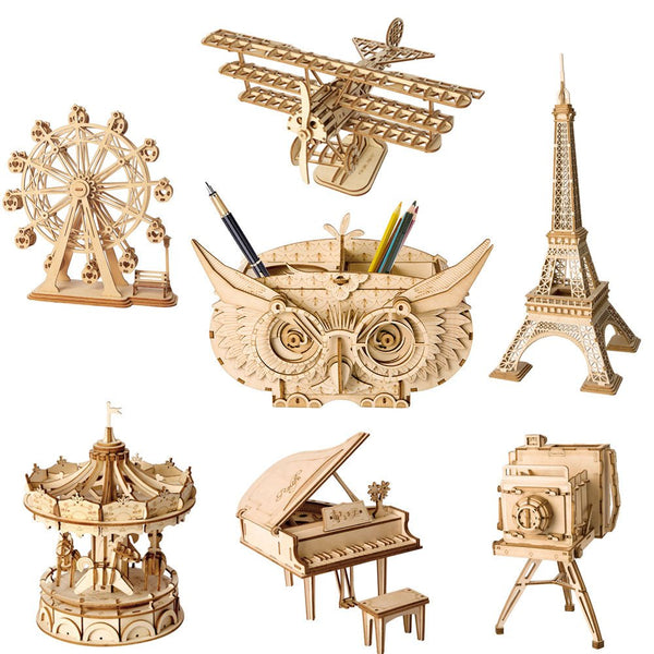 DIY 3D Wooden Puzzle Toys Assembly Model Toys Plane Merry Go Round Ferris Wheel Toys for Children Drop Shipping - Vimost Shop