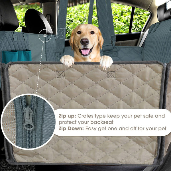 Dog Car Seat Cover 100% Waterproof Pet Dog Travel Mat Mesh Dog Carrier Car Hammock Cushion Protector With Zipper and Pocket - Vimost Shop