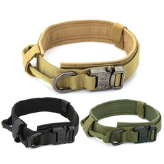 Dog Collar Adjustable Military Tactical Pets Dog Collars Leash Control Handle Training Pet Cat Dog Collar For Small Large Dogs - Vimost Shop