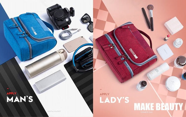Double-Layer Cosmetic Digital Bag Zipper Make Up Holder Case Hangable Makeup Bags Storage Organizer Toilet Traveling Men Women - Vimost Shop