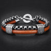 Double Layers Genuine Leather Bracelets for Mens Boys Stainless Steel Toggle Clasp Male Jewelry Gift - Vimost Shop