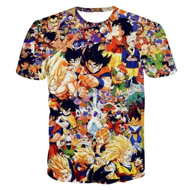 Dragon Ball Z Super Saiyan Goku Vegeta Printed Short Sleeve T-shirt Costume Summer Fashion Daily Casual Tee Shirts Plus Size - Vimost Shop