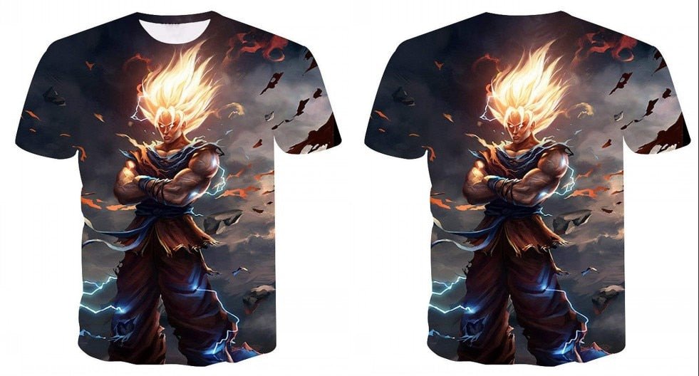 Dragon Ball Z Super Saiyan Goku Vegeta Printed Short Sleeve T-shirt Costume Summer Fashion Daily Casual Tee Shirts Plus Size - Vimost Shop