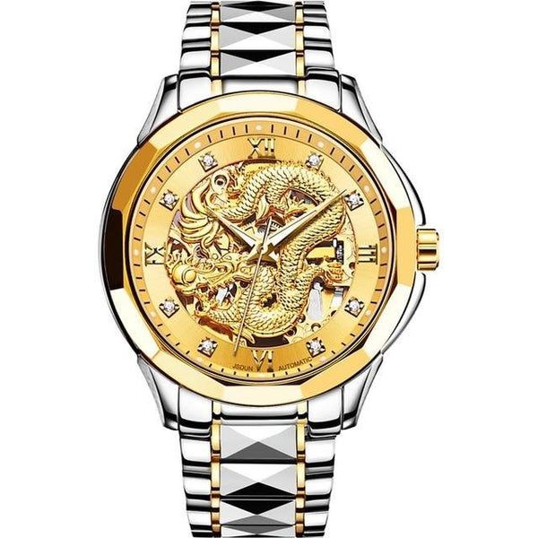 Dragon Skeleton Automatic Mechanical Watches For Men Wrist Watch Stainless Steel Strap Gold Clock 30m Waterproof Mens watch - Vimost Shop