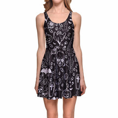 Dress Summer Halloween Women's Sexy Casual 3Digital Print Jesus Bats Skull Ghost Dress Vestidos Bodycon Wholesales - Vimost Shop