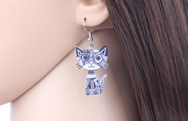 Drop Cat Acrylic Earrings Big Long Dangle Earring Fashion Jewelry For Women Girl New Style Cute Animal Accessories - Vimost Shop