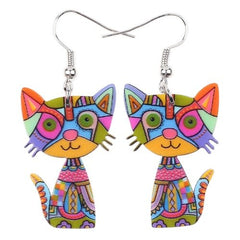 Drop Cat Acrylic Earrings Big Long Dangle Earring Fashion Jewelry For Women Girl New Style Cute Animal Accessories - Vimost Shop