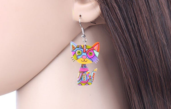 Drop Cat Acrylic Earrings Big Long Dangle Earring Fashion Jewelry For Women Girl New Style Cute Animal Accessories - Vimost Shop