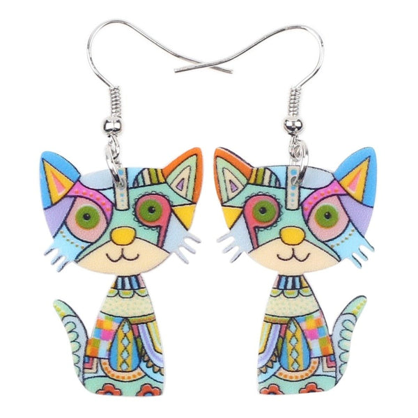 Drop Cat Acrylic Earrings Big Long Dangle Earring Fashion Jewelry For Women Girl New Style Cute Animal Accessories - Vimost Shop