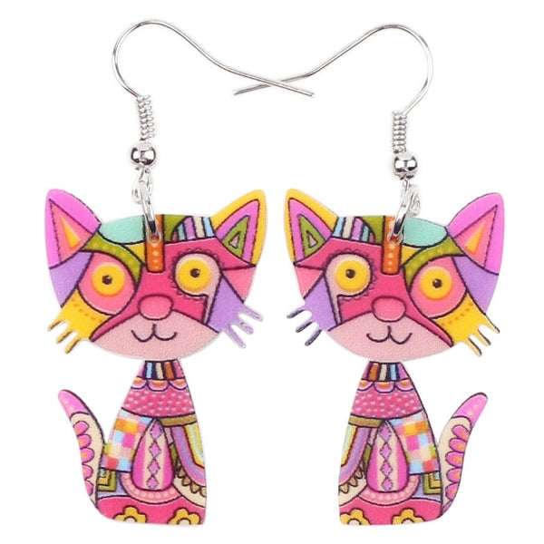 Drop Cat Acrylic Earrings Big Long Dangle Earring Fashion Jewelry For Women Girl New Style Cute Animal Accessories - Vimost Shop