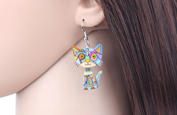 Drop Cat Acrylic Earrings Big Long Dangle Earring Fashion Jewelry For Women Girl New Style Cute Animal Accessories - Vimost Shop