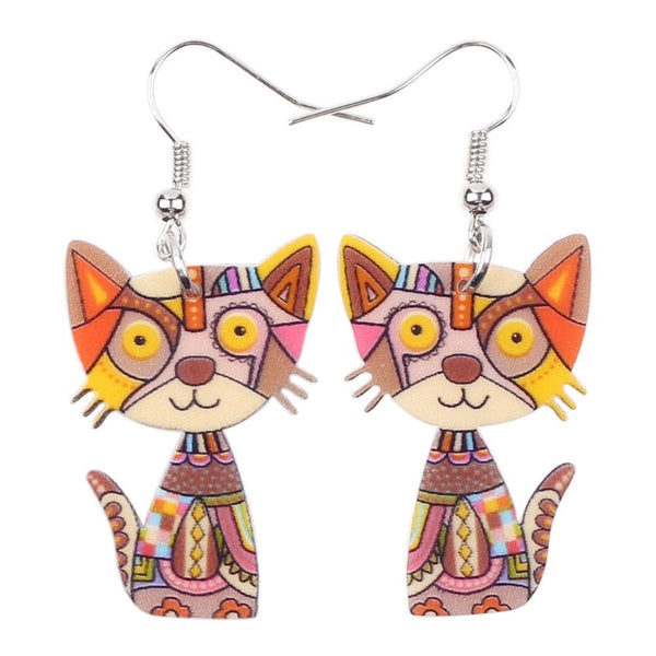 Drop Cat Acrylic Earrings Big Long Dangle Earring Fashion Jewelry For Women Girl New Style Cute Animal Accessories - Vimost Shop