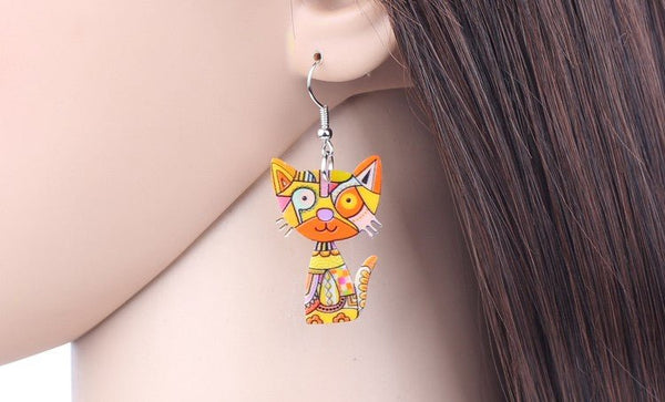 Drop Cat Acrylic Earrings Big Long Dangle Earring Fashion Jewelry For Women Girl New Style Cute Animal Accessories - Vimost Shop