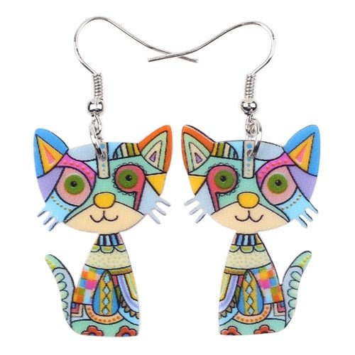 Drop Cat Acrylic Earrings Big Long Dangle Earring Fashion Jewelry For Women Girl New Style Cute Animal Accessories - Vimost Shop