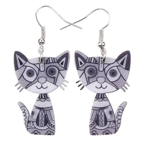 Drop Cat Acrylic Earrings Big Long Dangle Earring Fashion Jewelry For Women Girl New Style Cute Animal Accessories - Vimost Shop