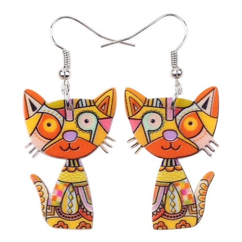 Drop Cat Acrylic Earrings Big Long Dangle Earring Fashion Jewelry For Women Girl New Style Cute Animal Accessories - Vimost Shop