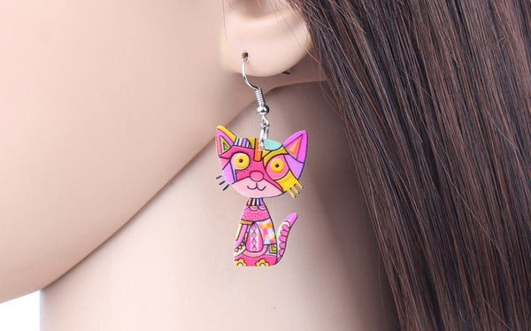 Drop Cat Acrylic Earrings Big Long Dangle Earring Fashion Jewelry For Women Girl New Style Cute Animal Accessories - Vimost Shop