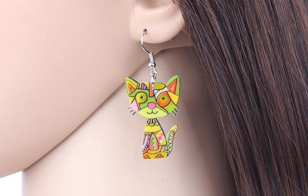 Drop Cat Acrylic Earrings Big Long Dangle Earring Fashion Jewelry For Women Girl New Style Cute Animal Accessories - Vimost Shop