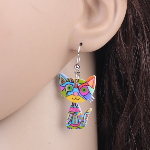 Drop Cat Acrylic Earrings Big Long Dangle Earring Fashion Jewelry For Women Girl New Style Cute Animal Accessories - Vimost Shop