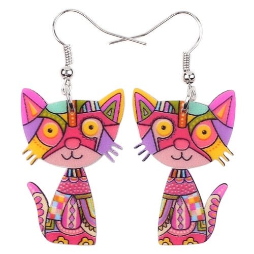 Drop Cat Acrylic Earrings Big Long Dangle Earring Fashion Jewelry For Women Girl New Style Cute Animal Accessories - Vimost Shop