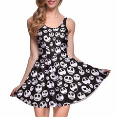 Drop Ship Fashion Women Digital Printing JACK SKELLINGTON REVERSIBLE SKATER DRESS Vestidos Roupas Femininas Saias - Vimost Shop