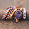 Drop shipping Natural Stones Crystal Quartz Charm 5 Strands Wrap Bracelets Handmade Boho Bracelet Women Leather Bracelet - Vimost Shop