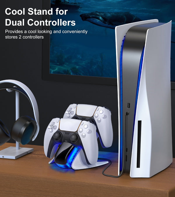 Dual Controller Charger For PS5 Charging Dock Station For Playstation 5 Dualsense Controllers with USB C Cable For PS5 - Vimost Shop