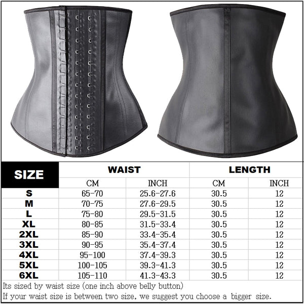 Women Body Shaper 100% Latex Waist Trainer Corset Shapewear Waist Cincher Tops Plus Size Women Girdle Slimming Black | Vimost Shop.