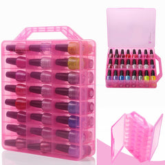 Universal Nail Polish Holder See-Through Polish Case Storage for 48 Bottles Space Saver Clear Pink Container | Vimost Shop.