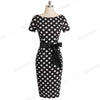 Vintage Elegant Retro Polka Dots with Stripes vestidos Business Party Bodycon Sheath Women Female Dress | Vimost Shop.