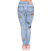 Fashion leggins mujer Light Blue Jeans With Patches Printing | Vimost Shop.