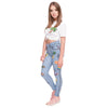 Fashion leggins mujer Light Blue Jeans With Patches Printing | Vimost Shop.