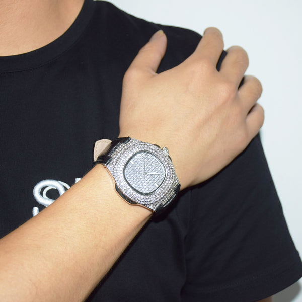 Leather strap Men's watch Military Quartz Clock Luxury Rhinestone Business Waterproof wrist watches Relogio 19-23CM adjustable | Vimost Shop.