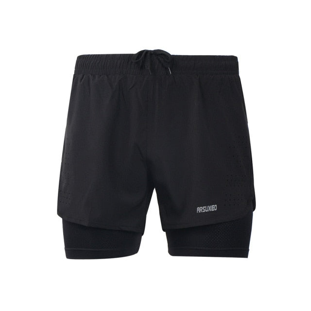 Men Running Shorts Outdoor Sports Training Exercise Jogging Gym Fitness 2 in 1 Shorts with Longer Liner Quick dry