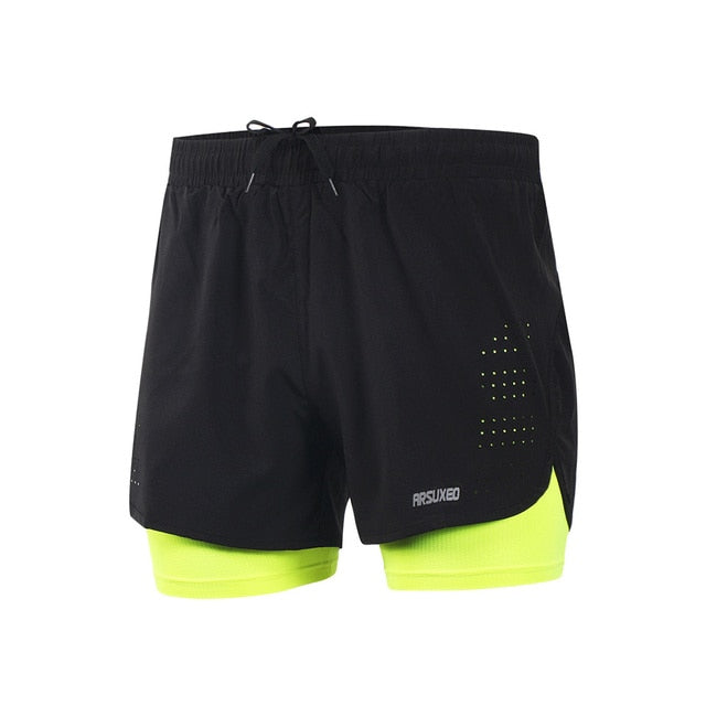 Men Running Shorts Outdoor Sports Training Exercise Jogging Gym Fitness 2 in 1 Shorts with Longer Liner Quick dry