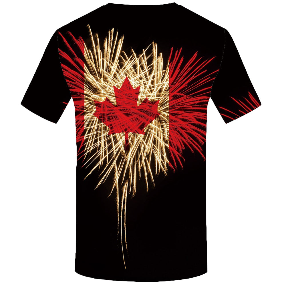 Maple Leaf T shirt Men Fireworks Tshirts Casual Canada Anime Clothes Black T-shirts 3d Psychedelic Shirt Print | Vimost Shop.