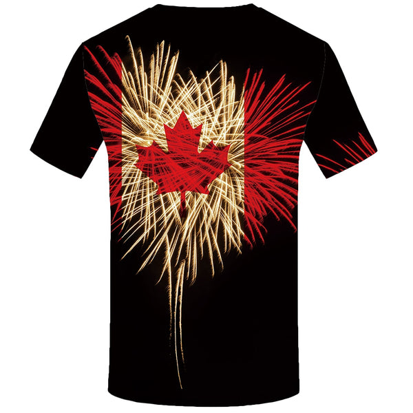 Maple Leaf T shirt Men Fireworks Tshirts Casual Canada Anime Clothes Black T-shirts 3d Psychedelic Shirt Print | Vimost Shop.