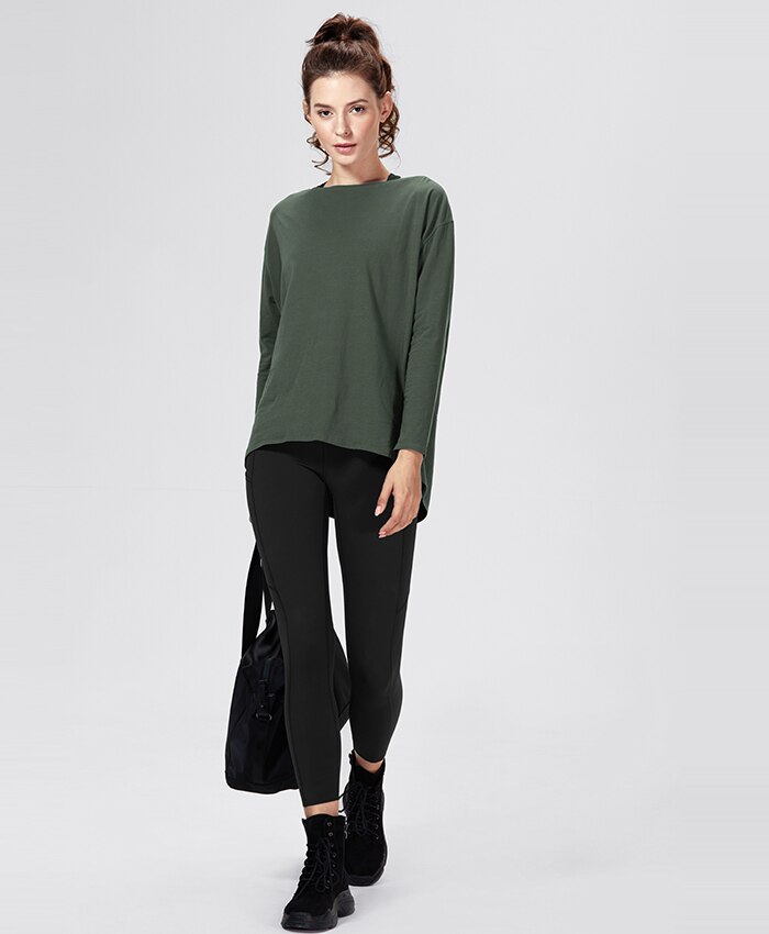 Long Sleeve Workout Shirts for Women Loose Fit-Pima Cotton Yoga Shirts, Casual Fall Tops Shirts